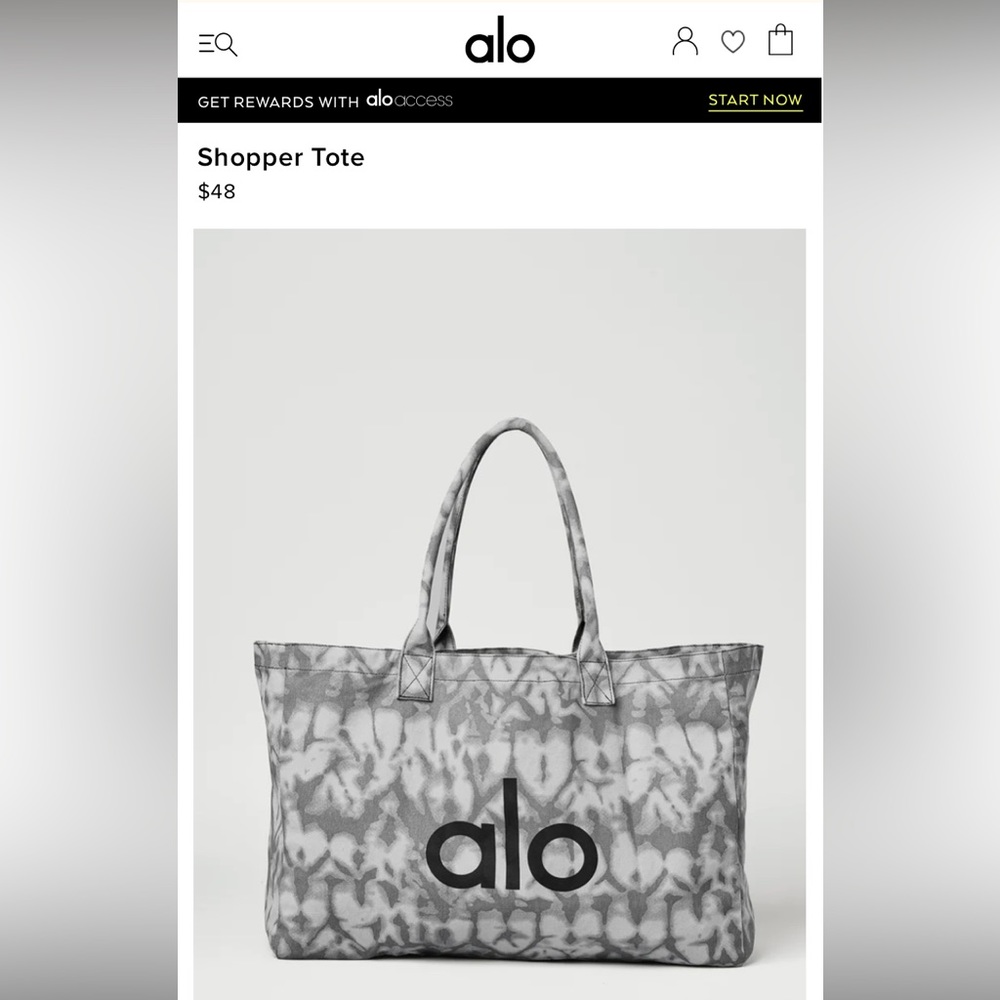 NWT Alo Tote Bag - Grey Tiedye ( 20" x 14" x 7" )